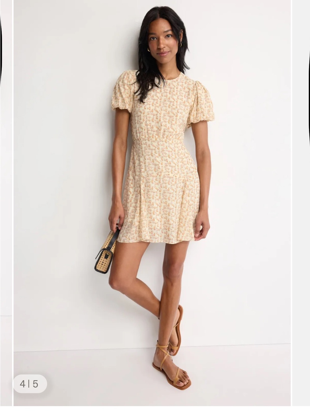 Solid & Striped Dachshund Mini Gael Puff-Sleeve Printed Dress Sz S NWT